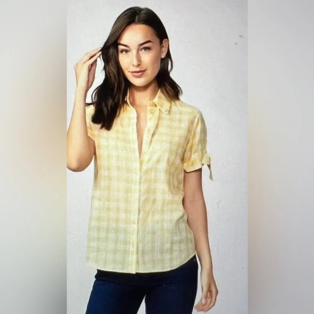 PAIGE Women’s Yellow and white checked shirt